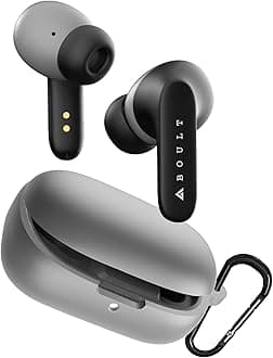 Sounce Earphone Case Cover Compatible for Boult Audio Z20, Soft Silicone Skin Case Cover Shock-Absorbing Protective Case with Keychain [Front LED Visible] - Grey