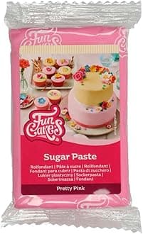 FunCakes Sugar Paste Pretty Pink, Easy to Use, Smooth, Flexible, Soft and Pliable, Perfect for Cake Decorating, Halal, Kosher and Gluten Free, 250 g