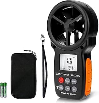 Digital Anemometer Handheld Wind Speed Meter,Wind Speed Gauges for Measuring Wind Speed,Temperature and Wind Chill with Backlight and Max/Min (AP-007) (007WM+Tripod)