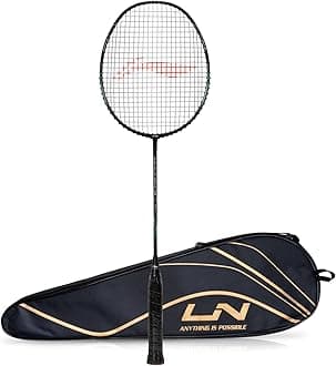Li-Ning G-Force Superlite Max 10 Carbon Fibre Badminton Racket with Free Full Cover(80 Grams, 28 Lbs) (Black/Silver/Cyan)