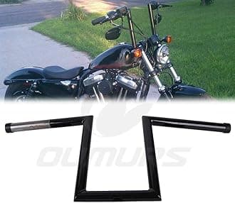 OUMUR Motorcycle Handlebar 10.5" Rise 1 Inch Ape Hanger Z-Bars for Harley Sportster XL883 XL1200 Softail Dyna For Yamaha Suzuki Kawasaki Chopper Cruisers Bobber Cafe Racer custom Bike 1982-Up (Black)