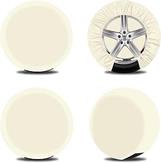 OutdoorLines Waterproof Spare Tire Covers Fits Diameters 33"-35" Set of 4, UV-Proof Wheel Cover Windproof Tire Protector, Universal Fits for RV, Jeep, SUV, Trailers, Camper, Van and Truck, Off White