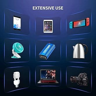 750 Watt Power Inverters DC 12V to 110V AC Converter with 2 AC Outlets and 2A USB Charging Port for Camping Car Power Inverter for Car Cigarette Lighter