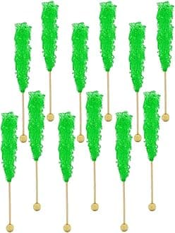 Fruidles Watermelon Rock Candy Lollipops Pops Candy Suckers, Color and Flavor Assortment, Individually Wrapped, 6.5" (Pack of 12) - Green
