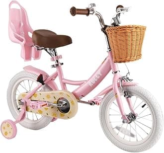 RULLY Fruit Kids Bike 12 14 16 Inch Bicycle for Girls Ages 2-7 Years, Training Wheels Included, Girl Bikes with Basket & Doll Seat