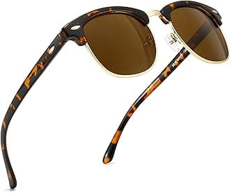 Retro Round Semi Rimless Polarized Sunglasses UV Protection for Men Women