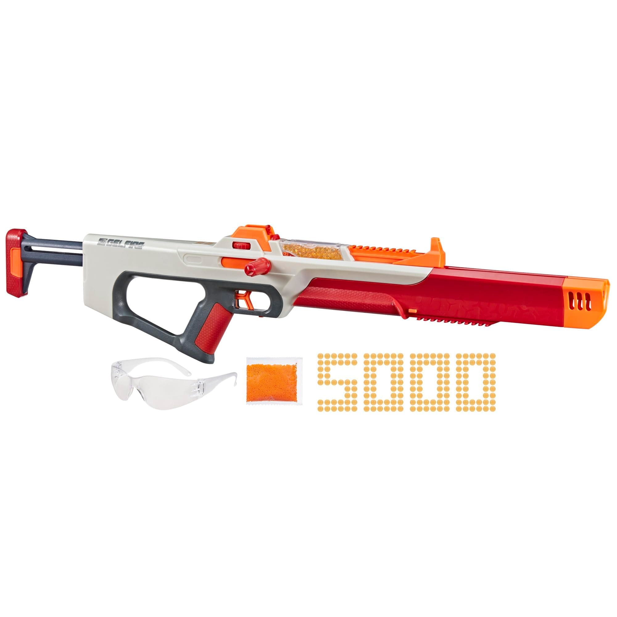 Pro Gelfire Ghost Bolt Action Blaster, Removable Boost Barrel, 5000 Gel Rounds, 100 Round Integrated Hopper, Eyewear, Ages 14 & Up