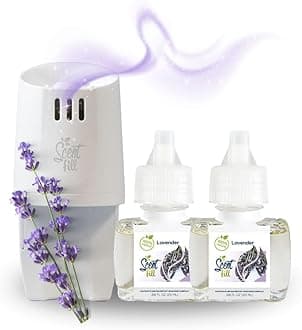 Scent Fill 100% Natural Lavender Plug in Air Freshener, Scented Oil Refills, 2 Refills + Diffuser