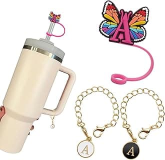 Stanley Accessories Set - 3pc Straw Cover, 3pc Letter Charm Towel Stickers for Stanley 40/30oz Tumbler