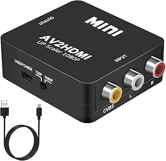 AV to HDMI Converter, RCA to HDMI Converter, 1080P Mini RCA Composite CVBS Audio Video Converter Supports PAL/NTSC Compatible with PC/Laptop/Xbox /PS4 /TV/STB/VHS/VCR/Blue-Ray