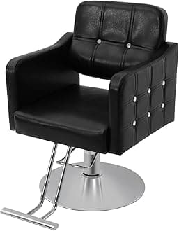 Barber Chair Hair Salon Chair for Hair Stylist 360° Swivel Hydraulic Hair Chair with Black Leather Heavy-Duty Salon Chairs for Barbershop,Home,Spa Max Load 440 Lbs