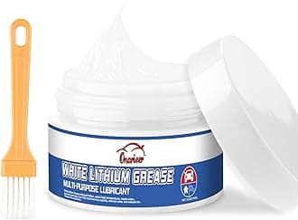 White Lithium Grease, Multi-Purpose Lubricant Lithium Grease with Brush, Garage Door Hinge Lubricant for Metal-to-Metal Applications, Ideal for Automotive, Marine, and Industrial Use (3.5oz)