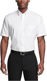 mens Short Sleeve Dress Shirt Regular Fit Oxford Solid Dress Shirt (pack of 1)