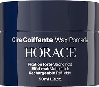 HORACE Hair Wax Pomade for Men – Strong & Long-Lasting Hold – Matte Finish – No Silicones or Mineral Oils – Woody Scent – Refillable, 50 ml