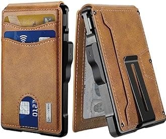 umoven Wallet for Men - with Money Clip Slim Leather Slots RFID Blocking Bifold Minimalist Wallet