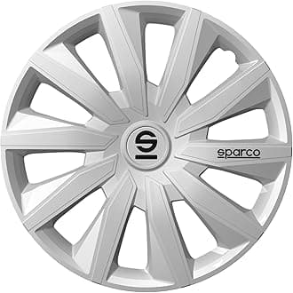 Sparco Set of 4 hubcaps 15’. Model Milano Silver. Sporty design for your car rims. Strong and durable construction.