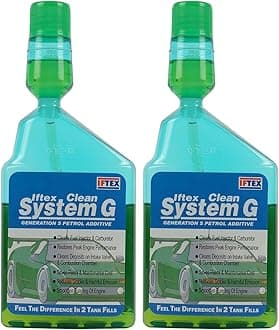 - Clean System G Petrol Additive for All Petrol Cars (Pack of 2)(200 ml) / e 20 Petrol Fuel Treatment and Injector Cleaner for Cleaning deposits and Mileage Improvement for Petrol Cars (200 ml)