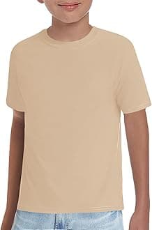 Haloumoning Boys T-Shirts Kids Short Sleeve Crewneck Solid Basic Tees Casual Tops 5-14 Years