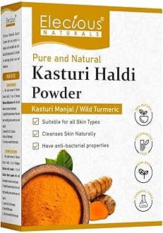 Elecious Kasturi Haldi Powder for Natural Finish Face Wild Turmeric Powder for Glowing Skin Kasturi Manjal for All Skin Types 100% Natural, Chemical-Free, Perseverative-Free (Brown) 3.5 Ounce