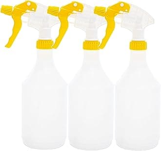 Clay Roberts Water Spray Bottles, Mist and Jet Settings, Pack of 3, Yellow, 750ml, Measuring Gauge, Yellow Spray Bottles, Cleaning, Gardening, Sprayer Bottle, Water for Cleaning