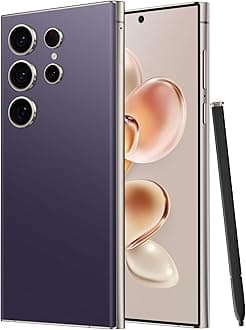 I24 Ultra Unlocked Smartphone,6GB+256GB Built in Pen with128GB Memory Card cell phone Android 13, 6.8"HD Screen Unlocked Cell Phone, 6800mAh, 48MP+108MP Dual Camera/Fingerprint Lock (Dark purple)