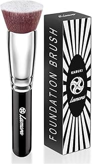 (Black Kabuki Single) - Foundation Makeup Brush Flat Top Kabuki for Face - Perfect For Blending Liquid, Cream or Flawless Powder Cosmetics - Buffing, Stippling, Concealer - Premium Quality Synthetic Dense Bristles
