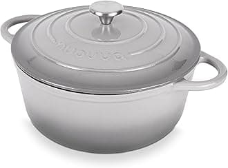 Enamelled Cast Iron Dutch Oven Pot with Lid – 6.4 Quart Non Stick Casserole Pot – Heavy Duty & Oven Safe up to 500° F for Bread Baking, Braising, Stews, Roasting – 28cm Grey