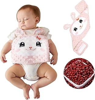 Reidio Baby Heating Pad Belly Band Natural Red Bean Heated Tummy Wrap Soft Minky Dot Swaddling Belt Baby Colic & Gas & Upset Stomach Relief (Rose)