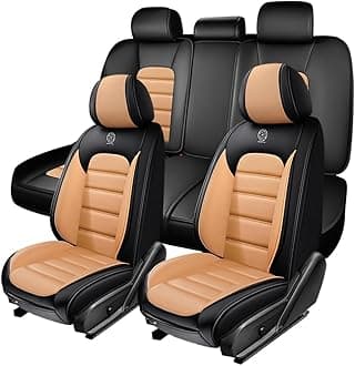 5 Seat Covers for Toyota FJ Cruiser 2007-2014,Premium Nappa Leather Car Seat Covers Car Seat Cushions,Waterproof Soft Seat Covers for Cars,Interior Accessories Airbag Compatible（Standard-Black&Orange）