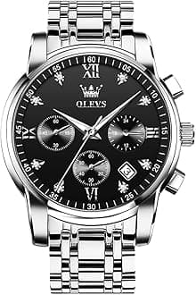 - Mens Watches Luxury Waterproof Luminous Easy Read Chronograph Watches Full Gold/White Dail/Black Face with Calendar Wrist Watches