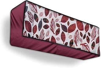 Polyester Split Ac Cover Indoor Unit For 1 Ton Capacity Ac, All Weather Cover/Attractive Digital Prints/Dustproof/Water Resistant Split Ac Cover (Maroon Leaf)