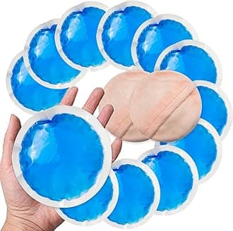 Small Round Gel Ice Packs (12 Pack) - Reusable Hot & Cold Compress for Injuries, Pain Relief for Toothache, Surgery Recovery - Soothing Soft Gel with Sleeve - Blue