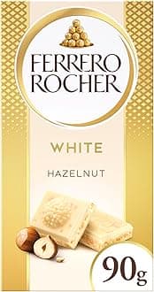 Ferrero Rocher White Chocolate Bar with Crunchy Whole Hazelnut and Cocoa Filling, 90g