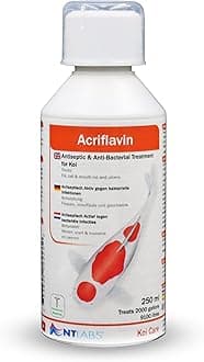 NT Labs Koi Care Acriflavin, Koi Medicine, Treatment for Fin, Tail & Mouth Rot and Ulcers, Treats Bacterial Infections, Quarantine Solution for Koi, 250ml