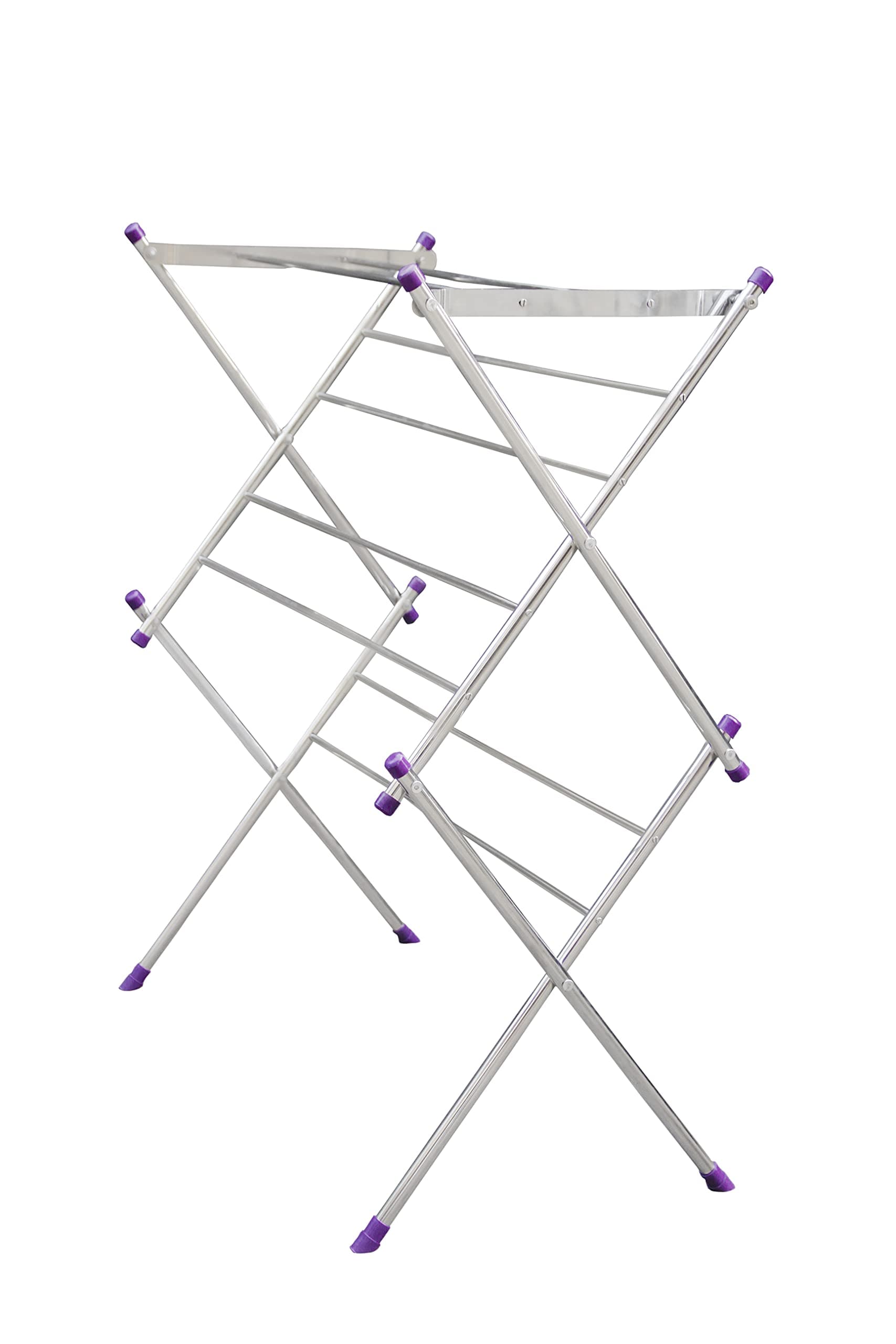 UNIZONEUNIZONE Basic Folding Clothes Drying Stand (Floor Rack) 3 Tier, Silver Clothing Stand Small (3 Layer), Rack Cloth Stands for Drying