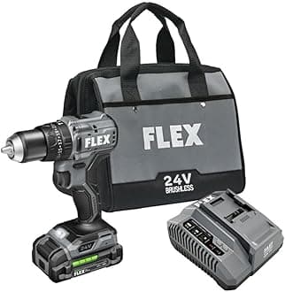 FLEX 24V Brushless Cordless 1/2-Inch 650 In-Lbs Torque 2-Speed Compact Hammer Drill Kit with 2.5Ah Lithium Battery and 160W Fast Charger - FX1231-1A