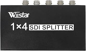 Wiistar SDI 1x4 Splitter Black Amplifier Splitter 1 in to 4 Out SD-SDI HD-SDI 3G-SDI Repeater Extender