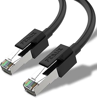 FEDUS Cat7 Ethernet Cable Pure Bare Copper Double Shielded Outdoor & Indoor Lan Wire Heavy Duty High Speed Solid 24 AWG Network Cable 10Gbps, 600Mhz, Weatherproof S/FTP UV Resistant (40 METER, BLACK)
