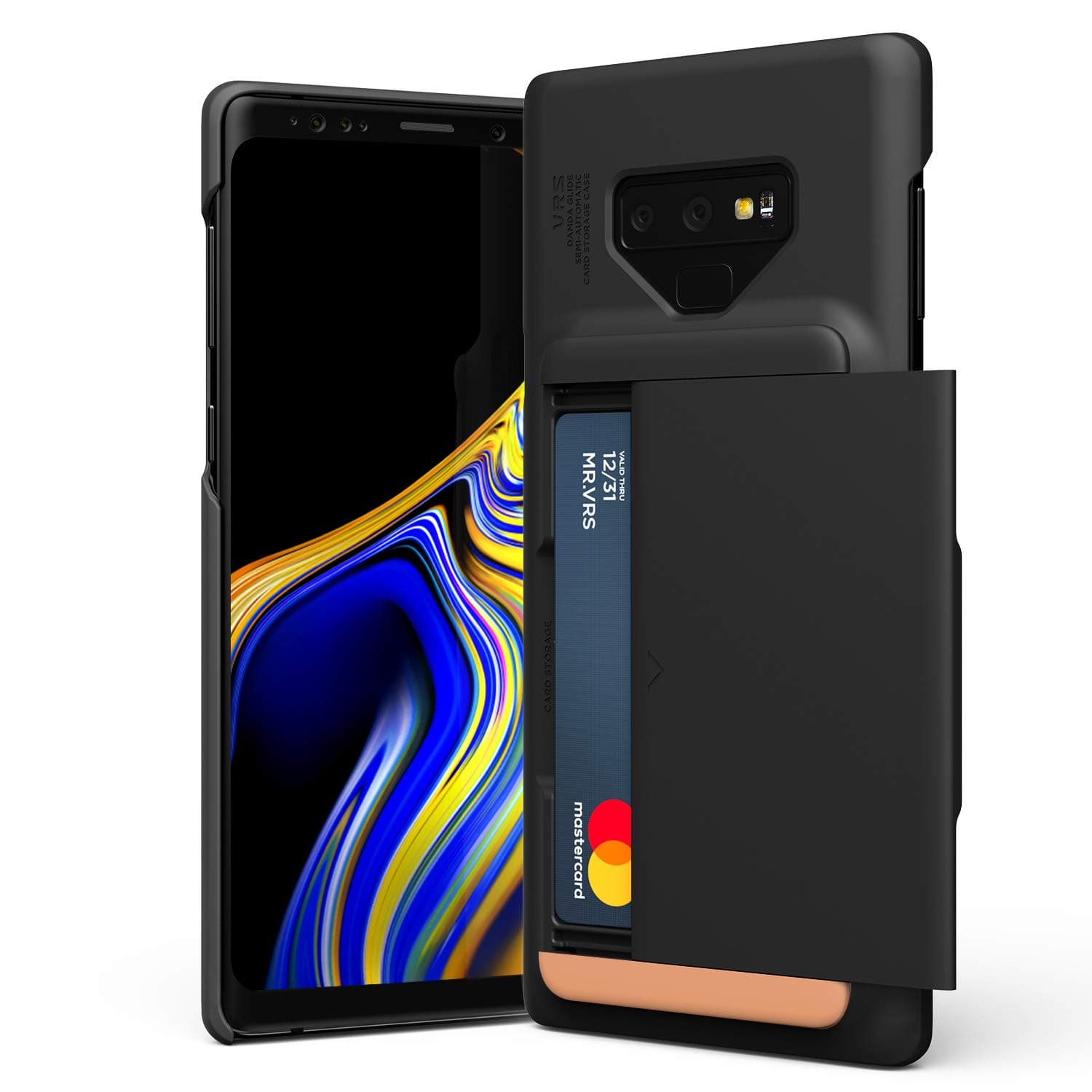 Galaxy Note 9 case, VRS Design [Matte Black] Semi-Automatic Sliding Wallet Phone Case Damda Glide D.Wallet
