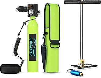 Mini Scuba Tank Refillable Oxygen Cylinder with 0.5 L Capacity Scuba Tank with 5-10 Minutes Underwater Diving Gear for Diver Portable Diving and Snorkeling Equipment C300+ B3 Green