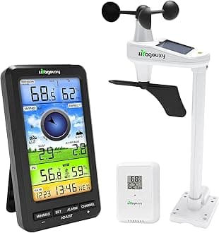 Urageuxy Wireless WiFi Weather Station Anemometer with Solar Wind Speed/Direction, and Indoor Outdoor Thermometer and Hygrometer