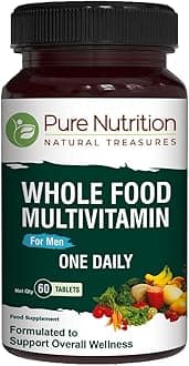 Pure Nutrition Whole Food Multivitamins for Men | 60 Tabs | One-A-Day | 100% RDA | 24 Natural Vitamins and Minerals | All Natural Plant Based Men's Multivitamin | 2 Months Supply