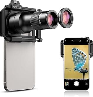 [Telephoto / Macro Integrated] APEXEL 6X Smartphone Telephoto Lens, 5.9 inches (150 mm) Smartphone Macro Lens, Alloy Durable Portable Telephoto Lens, HD Optical Lens, Video Capturing Macro Lens, for