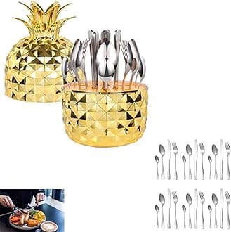 Internet Celebrity Pineapple Abs Mood Egg Tableware 24-Piece Set Stainless Steel Western Knife, Fork and Spoon Set,Silver
