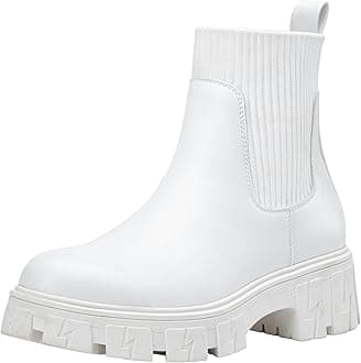 Jeossy Women’s Chelsea Chunky Ankle Boots Elastic Platform Lug Sole Short Pull on Low Heel 9610 Booties