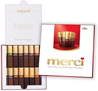 MERCI Finest Assortment of Eight European Chocolates, 7 Ounce Box | Chocolate Gift Box for Holiday Gifts, Teacher Gifts, Gifts for Mom, Gifts for Dad, Thank You Gifts or Personalized Gifts