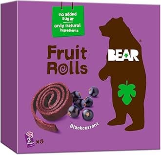 Fruit Rolls Blackcurrant, 100% Natural Ingredients, No added sugar, Healthy School And Lunch Snacks For Kids And Adults, 5 x 20g
