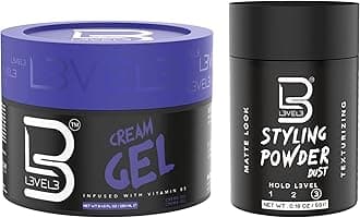 L3 Level 3 Cream Gel - Provides Volume and Medium Hold - With Vitamins to Nourish and Protect Hair Level Three Mens Hair Styling Cream (Sample Powder Included, Small)