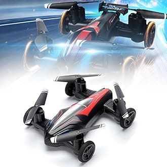 Remote Control Flying Car Air-Ground Dual Mode Toys, New Remote Control Wireless Airplane Toy, Fighter Plane Glider Airplane Outdoor Flight Toys for Kids Adults (Red B)