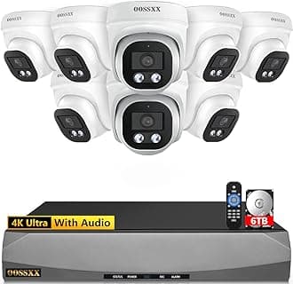 (4K/8.0 Megapixel & 130° Ultra Wide-Angle) with Audio PoE Dome Outdoor Home Security Camera System, Wired Outdoor Surveillance IP Cameras System